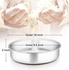 TeamFar 9½ Inch Cake Pan, 3 Pcs Round Tier Cake Pans Set Stainless Steel for Baking Steaming Serving, Perfect for Birthday Wedding Celebrations, Healthy & Sturdy, Mirror Finish & Dishwasher Safe
