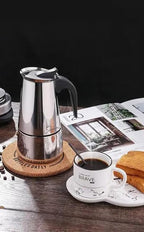 Coffee Maker 4 Cup Moka Pot Stainless Steel Percolator coffee pot Espresso Maker, Compatible with Gas, Electric, Ceramic, and Induction stovetops(6.6 fl oz/200 ml)