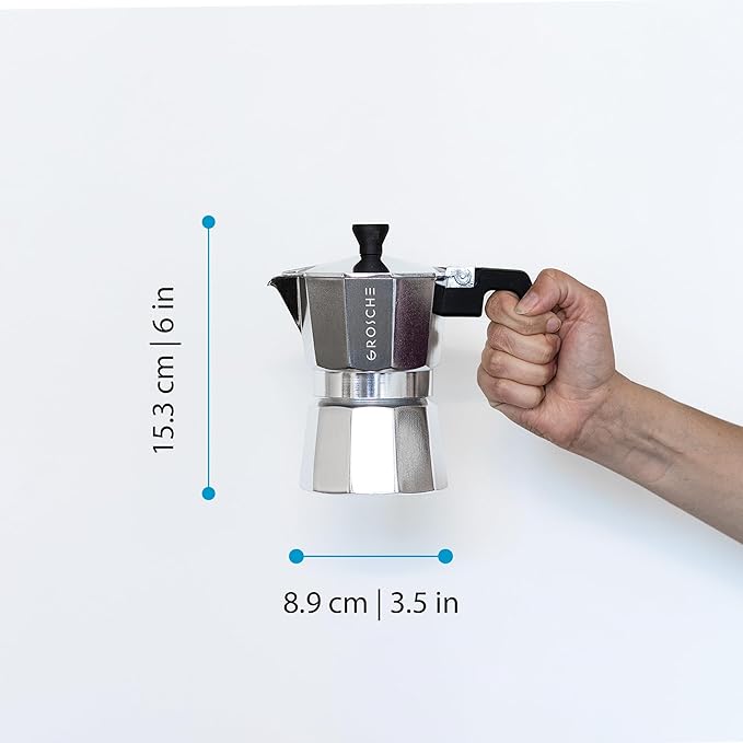 GROSCHE Milano Moka Pot | 3 Espresso Cup - 5 oz | Stovetop Espresso Percolator & Coffee Maker – Portable, Ideal for Home and Camping