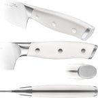 Klaus Meyer Stahl 3.5 inch Paring Knife High Carbon Exclusive German Steel Fruit Knife, Small Kitchen Knife with Ergonomic Handle (White)