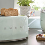 SMEG 2 Slice Toaster with 6 Presets and Defrost Function and Removable Crumb Tray TSF01PGUS, Pastel Green