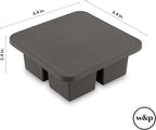 W&P Peak Silicone Extra Large Cube Ice Tray w/ Protective Lid | Charcoal | Easy to Remove Ice Cubes | Food Grade Premium Silicone | Dishwasher Safe, BPA Free