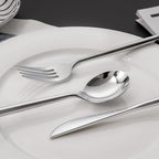 LIYH 102 Pcs Silver Plastic Silverware - Heavyduty Plastic Cutlery Set Disposable Utensils Flatware Set Knives Forks Spoons Disposable Cutlery