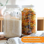 FastRack - One Gallon Wide Mouth Jar with White METAL Airtight Lid (Pack of 4) | Glass Canisters with Airtight Lids | Large Mouth Glass Jar with Fermentation Lid for brewing, fermentation and pickling