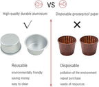 6 Packs Popover Pan， Large Individual Muffin Mold, Aluminium Pudding Cup, Chocolate Molten Mould, Raspberry Souffle Baking Maker, Brownie Tumbler -for Pie, Egg Tart, Cake (Size 3.4"x 2")