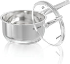 SUNHOUSE – 3 Quarts Stainless Steel Sauce Pan with Lid - PFOA-FREE, High Stainless Steel Sauce Pan, Advanced Impact Bonding Induction Base, Stay-Cool Handle, Compatible with All Cooktops