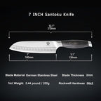 WILDMOK 7 Inch Santoku Knife, Japanese Chef Knife -Ultra Sharp Kitchen Chopping Knife, German Stainless Steel Chef Knife with Pakka Wood Handle, Gift Box