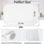 Silicone Coffee Maker Mat with Lip, 24'' x 16'' Heavy Duty Coffee Maker Mat for Countertops, Coffee Tray Fit Under Coffee Machine Appliance Automatic Machines Espresso Accessory, White