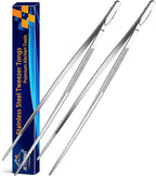 JETKONG 2 Pieces Extra-Long Tweezer Tongs 12-Inch Stainless Steel Tweezers Chef Tweezers