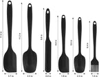 Silicone Spatulas Set of 6, Rubber Spoon Spatula Heat Resistant Spoonula One Piece Design Seamless Spatula Non-Stick Scrapers Baking Mixing Tool (Black)
