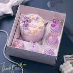 Bento Cake Box - Easy to Assemble White 4-inch Cake and 5 Cupcakes Box With Insert - 5 Sets Base for Family Birthday Party Mother's Day