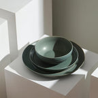 Stone Lain Elio 24-Piece Dinnerware Set Stoneware, Plates and Bowls Set, Dish Set for 8, Green
