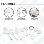 Avador® Premium Set of 8 Stainless Steel Hostess Serving Unitensil Tool Set for Weddings | Buffer | Party | Kitchen | Restaurants