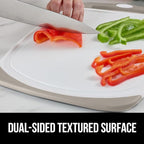 GORILLA GRIP BPA-Free Reversible Kitchen Cutting Board Set of 3, US Designed, Nonporous, Juice Grooves Catch Liquid, Slip Resistant Border, Dishwasher Safe, Durable Large Food Chopping Boards, Almond