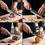 8-Piece Premium Japanese Kitchen Knife Set - Imperial Collection, Laser Damascus Pattern, 440A Stainless Steel Ultra Sharp for Fast Cutting (DMS-8A-Purple)