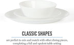 Martha Stewart Opalton 18-Piece Dinnerware Set – Chip and Break Resistant Opal Glass Plates and Bowls, Lightweight White Dinner Set for 6, Microwave and Dishwasher Safe