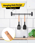 Pack of 2 Silicone Cooking Spatula, Heat Resistant Solid Turner, Non Stick Slotted Spatulas with Wooden Short Handle,Ideal Wood Kitchen Utensils Set for Frying, Baking, Flipping, Turning