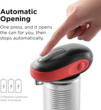 Kitchen Mama One-To-Go Electric Can Opener: One Touch, Auto Stop, Smooth Edge, Lid Lift, Safety, Automatic, Magnetic, Cordless, Battery Operated, Kitchen Appliance for Senior with Arthritis (Red)