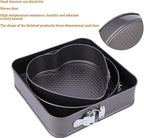 Springform Cake Pan Set of 3 (7, 8, 9 Inch) Heart Round Square Baking Pans Nonstick Cheesecake Pans with Removable Bottom Stainless Steel Bakeware for Cake, Mousse