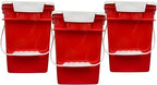 House Naturals 4 Gallon Square Food Grade Bucket Pail with Plastic Handles and Lid (Pack of 3) Made in USA containers (RED-White Lids)
