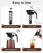 Cold Brew Coffee Maker, 70 oz (2100 ml) BPA Free Tritan Pitcher, Iced Coffee Maker and Tea Brewer, 100% Leak-Proof, Easy to Clean Reusable Mesh Filter, Black (2 Pack)