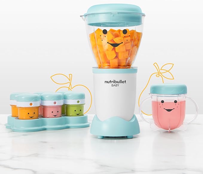 NutriBullet NBY-50100 Baby Complete Food-Making System, 32-Oz, White, Blue, Clear