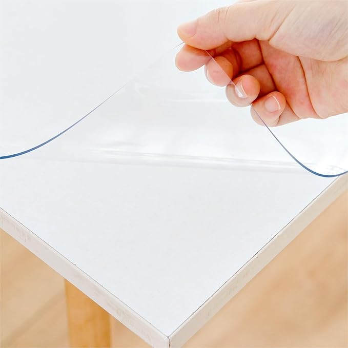 20 x 40 Inch Clear Table Cover Protector, Clear Table Protector for Dining Room Table, 1.5mm Plastic Table Cover, Waterproof Table Pad for Kitchen, Office