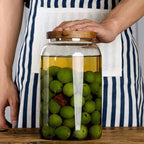 Large Glass Jars with Airtight Wooden Lid, Food Storage Glass Canister, Clear Cereal Storage Container for Flour, Sugar, Coffee Beans, Snack (94 FL OZ (2800ml))