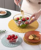 Heat-Resistant Silicone Trivet Mats, Non-Slip Hot Plate Holder for Kitchen Countertops & Dining Table, Reusable Pot Holder Pad with Secure Grip, Dishwasher Safe (Blue, Diameter: 30cm/11.81")