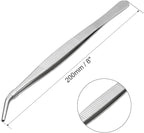 uxcell 8-Inch Stainless Steel Tweezers with Curved Serrated Tip Daily Garden Tool