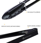 MSY BIGSUNNY 9 Inch Kitchen Food Tongs, Buffet Tongs, Serving Tongs, Black Aluminum Tongs - Set of 3