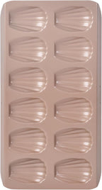 Madeleine Pan, 12-Cavity Mold Cake Pan Non-Stick Oval Shell Madeline Bakeware for Oven Baking (Rose Gold)