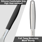 Slotted Spatula Stainless Steel, Large Metal Turner Spatula for Cast Iron Skillet and Flat Top Grills, Full Tang Silicone Handle, Heavy Duty Smash Burger & Egg Flipper, 4.6 x 3.7 In