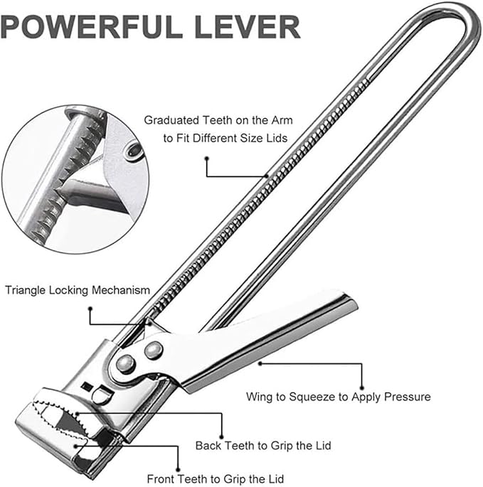 zengxiaoyun® Master Jar & Bottle Opener, Adjustable Multifunctional Stainless Steel Can Opener Jar Lid Gripper, Manual,Kitchen Accessories