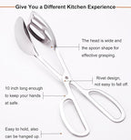 2 Pack Food Tongs, Stainless Steel Kitchen Tongs Salad Tongs 10 Inch Serving Tongs Bread Tongs for Cooking, Barbecue, Pastry, Sandwich, Ice, Buffet Party Catering(Silver)