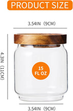 Glass Jars with Wood Lids 6 Pack with 112 Labels, 15 OZ Storage Food Canister for Coffee| Sugar| Snacks| Nuts