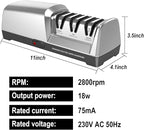Electric Knife Sharpener 3 Stage, With 100% Diamond Abrasives and 15° Precision Angle Guides, Knife Sharpener Electric for all Kitchen Knives, Super Quiet Sharpenning and Polishing, Silver