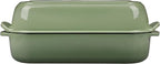 Enameled Cast Iron Loaf Pan with Lid, Dutch Oven Bread pan for Homemade Sourdough Bread Baking, 12.5x5.5 inch, 5qt, Pistachio Green
