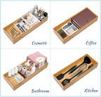 Bamboo Drawer Organizer - Kitchen Utensil Organizer Silverware Tray Cutlery Holder，Office Desk Supplies and Accessories (12x3x2.6 inch)