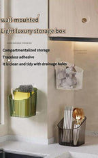 6Pack Wall Mount Organizer, Adhesive Cabinet Door Storage Bins, Clear Makeup Containers, Stackable Organizer Basket for Kitchen, Bathroom, Cabinet, Pantry, Office，Refrigerator Small Items storage