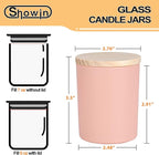 SHOWIN Thick Candle Jars for Making Candles 16 Pcs, 7 OZ Empty Jars with Wood Lids for Candle Making, Sample Container, Colourful