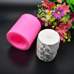 Lines Cylinder Candle Mold 3D Knitting Wool Pillar Silicone Candle Mould Fondant Chocolate Cake Tool for Handmade Soap, Polymer Clay