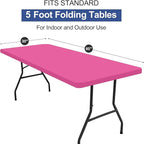 homing Rectangle Table Cloth Cover, Waterproof Polyester Elastic Fitted Tablecloth, Fits for 5 Foot Folding Tables, Washable Table Protector for Picnic, Camping, Outdoor (Rose Pink, 30" x 60")
