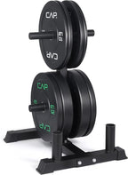 CAP Barbell 2-Inch Olympic Bumper Plate Weight Set with 6 Post Rack | 100-370 lbs | Multiple Options