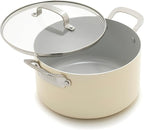 GreenPan x Bobby Flay 6QT Stockpot with Glass Lid, PFAS-Free Diamond Ceramic Nonstick Pot, Induction Suitable, Easy Clean Dishwasher & Oven Safe, Quick Heating, Pasta, Soups, Cream