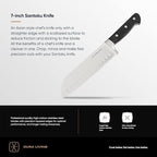 DURA LIVING Chef's Knife Set, 4 Piece Cutlery Knife Set, Superior Forged High Carbon Stainless Steel Ultra Sharp 8 Inch Chef, 7 Inch Santoku, 5 Inch Utility, 3.5 Inch Paring Knives, Black