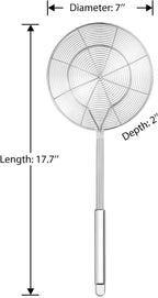 Hiware Solid Stainless Steel Spider Strainer Skimmer Ladle, Kitchen Utensils Wire Strainer Pasta Spoon, 7 Inch