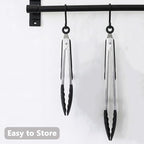 Kitchen Tongs for Cooking with Non-Stick Silicone Tip 2 Pack (9" & 12"), Heat Resistant Food Tongs, Stainless Steel Locking Silicone Tongs for Baking Salad Grill BBQ, Serving Utensils
