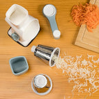 Cheese Grater Hand Crank Rotating Cheese Shredder Stainless Steel Vegetable Slicer Grater for Kitchen 3 Blades for Cheese, Carrot, Cucumber, Nuts, Chocolate, White