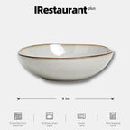 Organic Shape Restaurant Serving Bowl 9", Commerical Grade Catering Stoneware 40oz Bowl in Ir-regular Organic Shape, Chip & Scratch Resistant, Glossy Reactive Glaze Grey, Case of 12